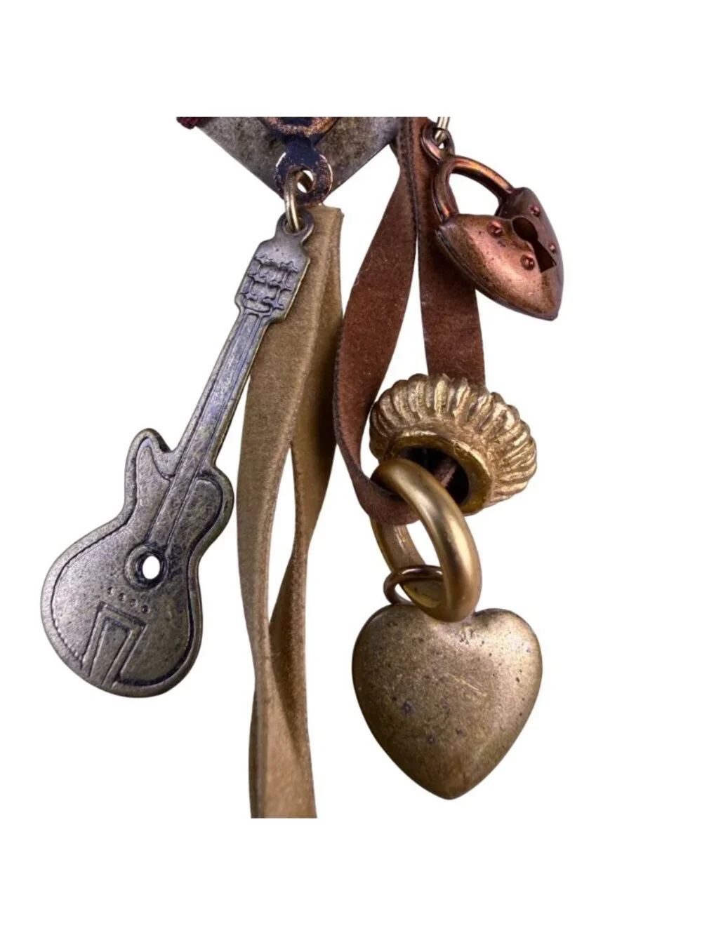 Vintage  Novelty Brooch Guitar Charms Musician Face Mask Antique Style Decor